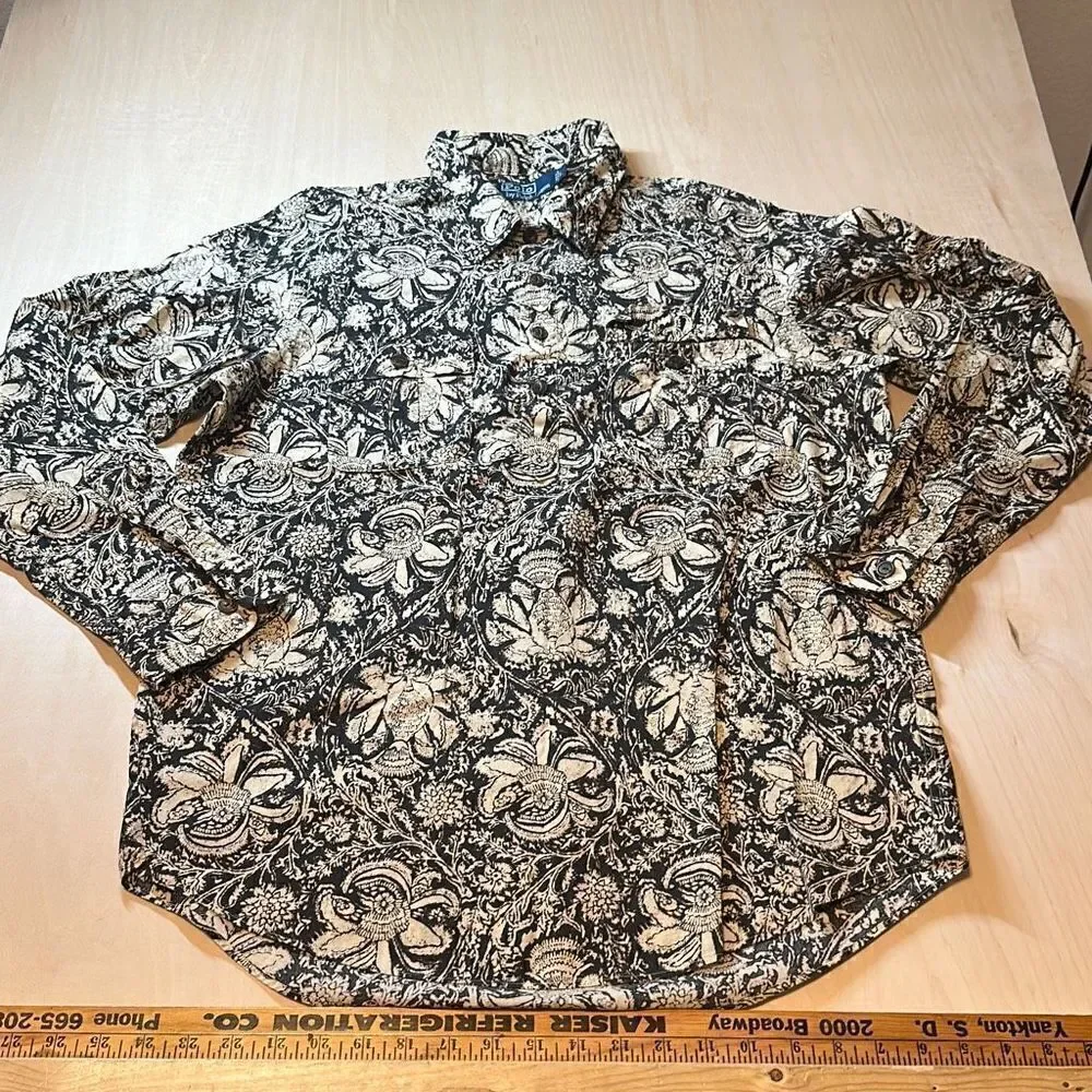 Vintage Y2K Polo Ralph Lauren Floral Hawaiian ‎ 1/4 button up Long sleeve size L